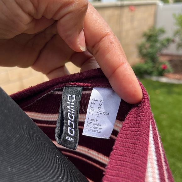 Striped Burgundy and White Dress by H&M Size 12 - Picture 4 of 4